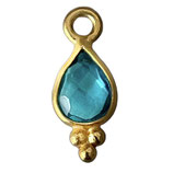 Mini Anhänger Tropfen () - 6x4mm London Blau - Topas vergoldet (MG035) -