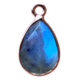 925 Anhänger Tropfen (1) - Labradorit - ~8x12mm rosé - vergoldet (MR8004)