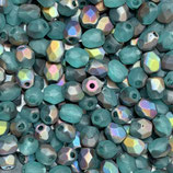Firepolish Round (100) - 4mm Aqua Green - Matt VC