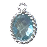 925 Anhänger Oval (1) - Himmelblau Topas - 6x8mm (MS6804)