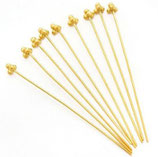 925 Nietstifte (2) - 4cm vergoldet - 4 Kugeln Ballkopf (4772)