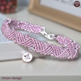 Makramée Armband (1) - Rosa Metallic mit - Strassanhänger (30016)