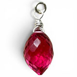925 Pink Rubellit Quarz (1) - Anhänger facettiert - ~12x8mm (910153)