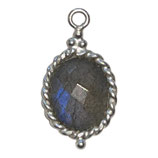 925 Anhänger Oval () - Labradorit - 8x10mm (MS8009) -