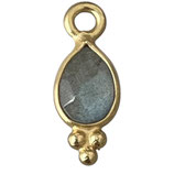 Mini Anhänger Tropfen () - 6x4mm Labradorit - vergoldet (MG037) -