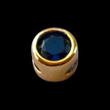 Messingperle (1) - ~5x3.5mm blau - goldig (500124)