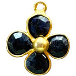 925 Anhänger Blume (1) - Onyx schwarz - ~16mm (MG1618)