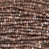 Mineralien·Rondellen () - Schoko Mondstein facettiert - ~3mm (891516) -