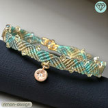Makramée Armband (1) - Multicolor Mint mit - Strassanhänger (30014)