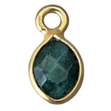 Mini Anhänger Navette () - 6x4mm Smaragd - vergoldet (MG054) -