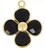 Anhänger Blume (1) - Schwarzer Onyx - ~16mm (MG1610)