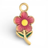 Anhänger Blume (1) - Edelstahl mit Epoxy - golden ~20x10mm (500080)