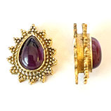 Messing Tropfen (1P) - Amethyst - 14x17mm (9737)