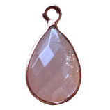 925 Anhänger Tropfen (1) - Pfirsich Mondstein - ~8x12mm rosé - vergoldet (MR8002)