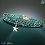 Makramée Armband (1) - Grün Macaron mit - Strassblume (30022)
