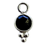 Mini Anhänger () - 4mm Onyx schwarz - rund verziert (MS4022) -