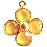 925 Anhänger Blume (1) - Onyx gelb - ~16mm (MG1613)