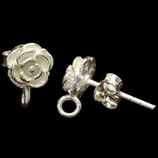 925 Ohrstecker Rose (2) - 12mm m. Rückteil (2908)