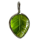 925 Anhänger Blatt () - Peridot Quarz - 8x10mm (MS8024) -