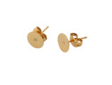 Ohr·Stecker (10) - 8mm Edelstahl golden - mit Rückteil  (451034)