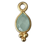 Mini Anhänger Tropfen () - 6x4mm Aqua Chalzedon - vergoldet (MG023) -