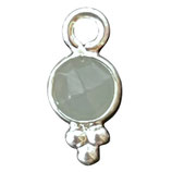 Mini Anhänger () - 4mm Achat Grau - rund verziert (MS4077) -