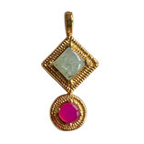 Ethno Anhänger (1) - Amazonit/Chalzedon - ~21x10mm (MG2101)