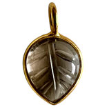 925 Anhänger Blatt () - Rauchquarz - vergoldet 8x10mm (MG8018) -