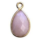 925 Anhänger Tropfen (1) - Pink Opal ~8x12mm - vergoldet (MG1203)