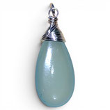 925 Aqua Chalzedon (1) - Anhänger glatt - ~10x20mm (910159)