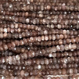 Mineralien·Rondellen () - Schoko Mondstein facettiert - ~4mm (891517) -