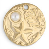 Anhänger Meer (1) - Edelstahl golden - ~18mm (500090)