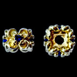 Messingperle Rondelle (1) - ~6x4.5mm blau - goldig (500129)