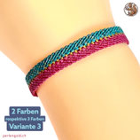 Makramée Armband (1) - Türkis/Fuchsia/Gold (30158)