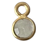 Mini Anhänger () - 4mm Regenbogen Mondstein - vergoldet (MG4091) -