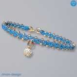 Makramée Armband (1) - Teal mit - Strassanhänger (30012)