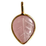 925 Anhänger Blatt () - Rosenquarz - vergoldet 8x10mm (MG8017) -