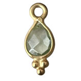 Mini Anhänger Tropfen () - 6x4mm Amethyst Grün - vergoldet (MG4084) -