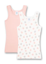 Unterhemd Doppelpack für Mädchen grau-rosa Dots-Allover- und Rosa