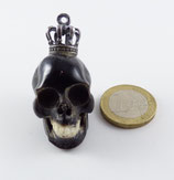 Memento Mori groß aus Büffelhorn mit Zähnen aus Knochen; Fassung NR.011