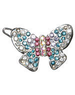 Barrette papillon strass multicolores - 2,9cm
