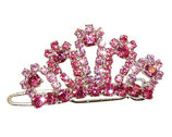 Barrette couronne strass rose "Pink Lilly" - 4cm