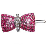 Barrette nœud strass rose et blanc "Pink Lilly" - 4cm