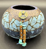 Mulberry Paper Gourd Bowl with Woodburning