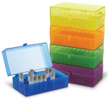 Criocaja para 50 Microtubos de 1.5/2.0 ml (12.3 mm diám.) paquete con 5 piezas, Marca Heathrow Scientific 120032 Natural & 120033 Colores