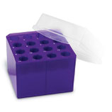 Cubo-gradilla transformable color Morado para 25 tubos Cónicos: 16 de 15 ml y 9 de 50 ml. (18-31 mm) diámetro, paquete con 5 piezas Marca HEATHROW SCIENTIFIC HS23271A