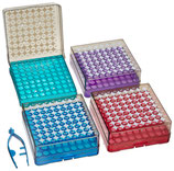 Criocajas de policarbonato Arctic Squares® Colores surtidos para almacenamiento 81 Viales de 2 ml. (12.5 mm diámetro), Paquete con 4 piezas Marca Heathrow Scientific HS23381B
