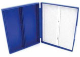 Caja económica para 100 laminillas de 3"x1" o 75x25 mm.  Color Azul, Marca Heathrow ScientificMarca Heathrow Scientific HS15991C $ 68 Más IVA