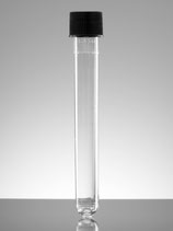 Tubo de ensayo de poliestireno de fondo redondo de 16 ml 16x125 mm. con tapón de rosca, estéril, envuelto individualmente, 500/caja, Falcon® 352037