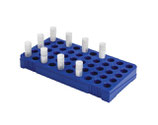 Criocaja de policarbonato color azul para 50 viales de 2 y 5 ml. Marca Heathrow Scientific HS23229B
